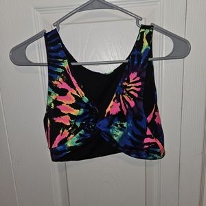 Reversible PINK sports bra/ swim top. Size XS. Tie dye/ black color w/ shorts